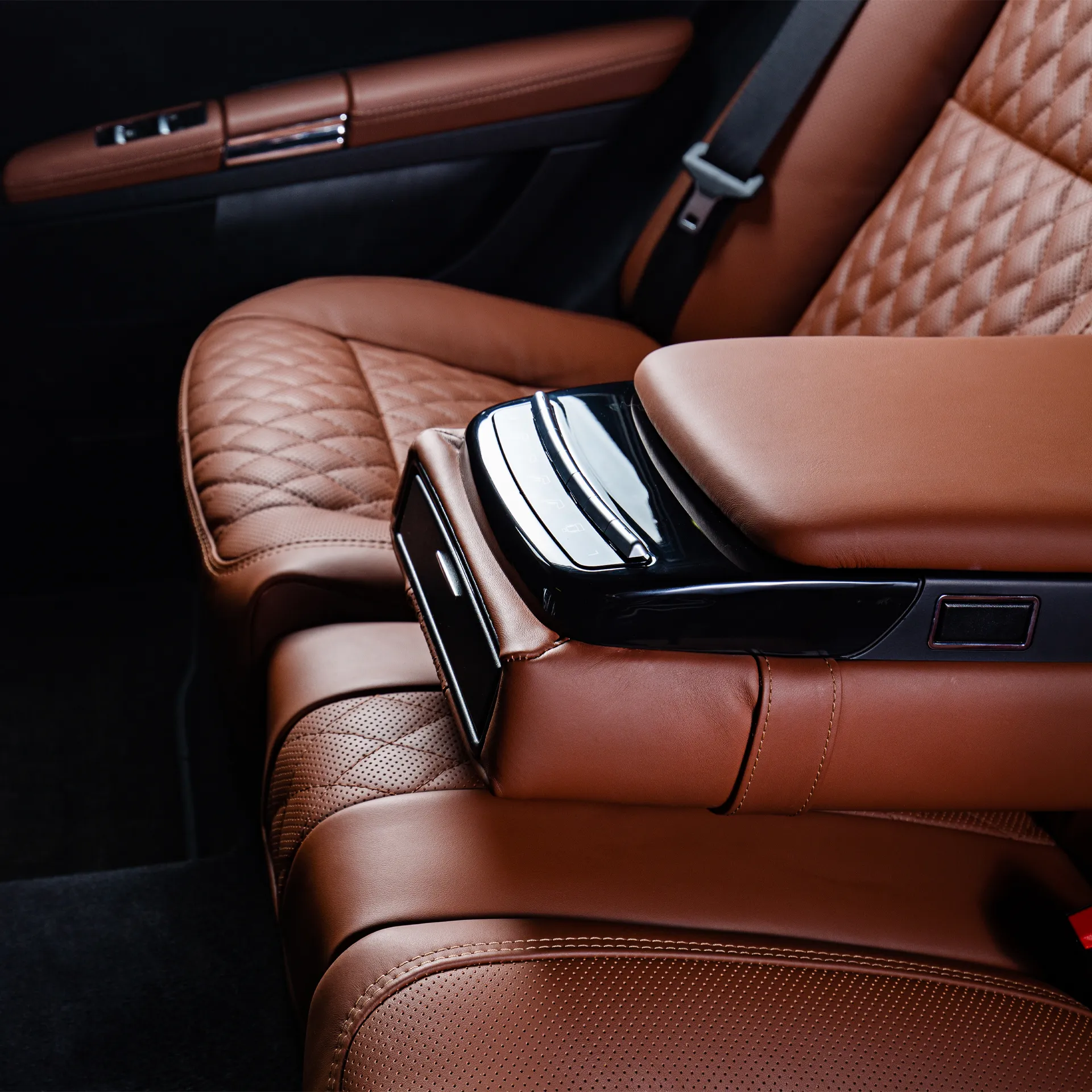 Restored leather car seat interior